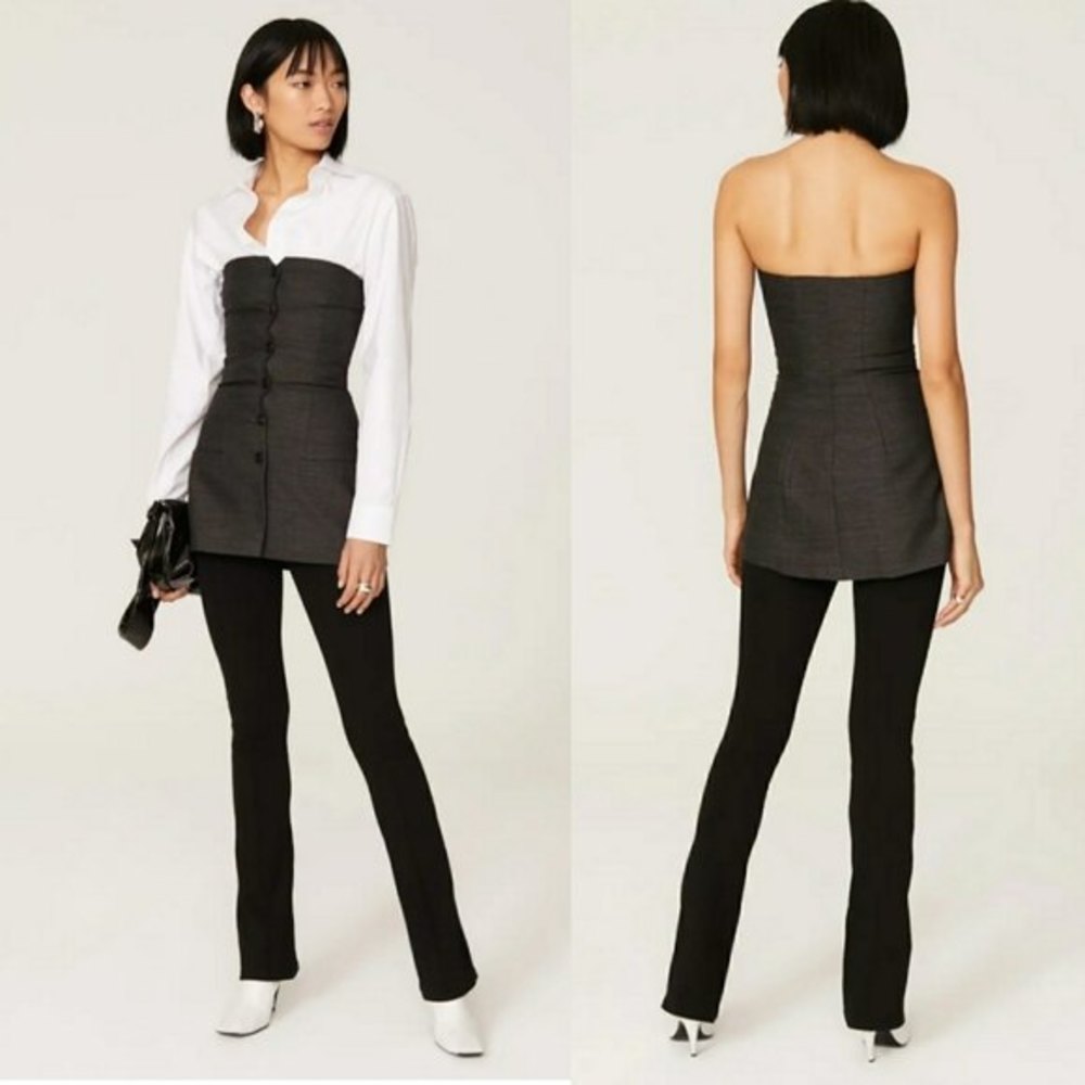 Philosophy di Lorenzo Serafini Charcoal Gray Bustier Button Detail Top
